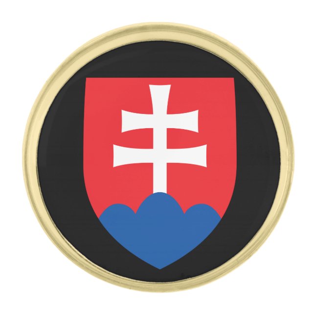 Slovakia & Slovakia Coat of Arms, Flag / business Gold Finish Lapel Pin (Front)