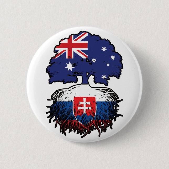 Slovakia Slovakian Australian Australia Tree Roots Button (Front)