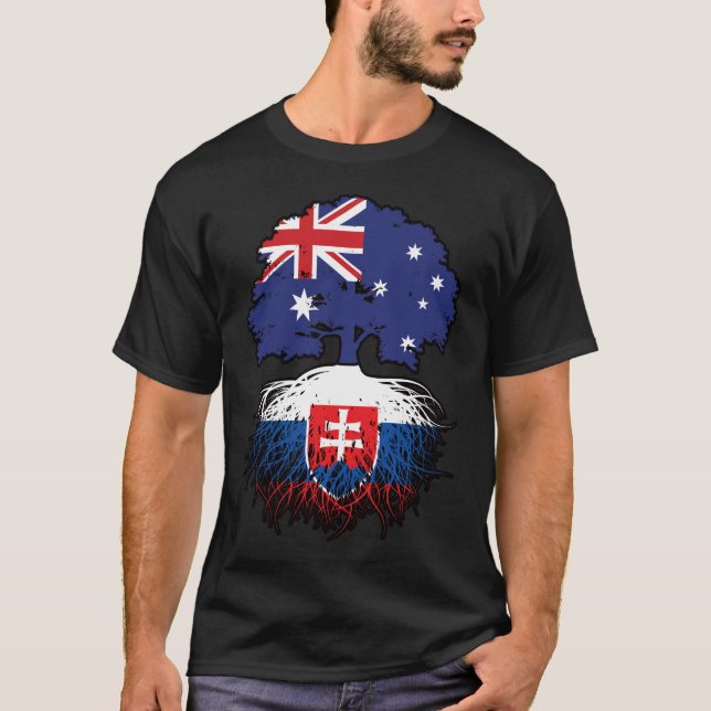 Slovakia Slovakian Australian Australia Tree Roots T-Shirt (Front)
