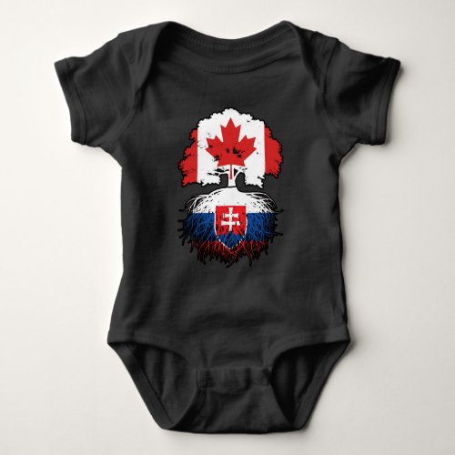 Slovakia Slovakian Canadian Canada Tree Roots Flag Baby Bodysuit