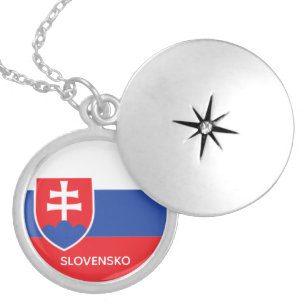 Slovakia Slovakian Flag Emblem Europe Locket Necklace