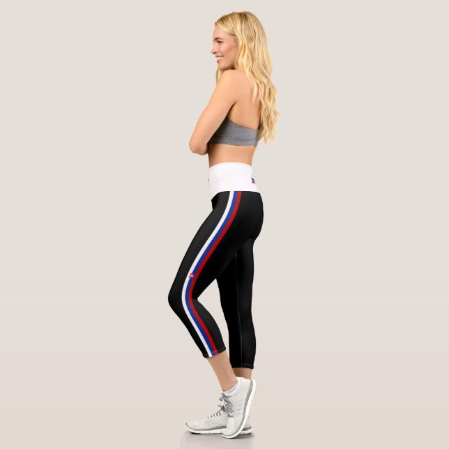 Slovakia stripes flag capri leggings (Left)