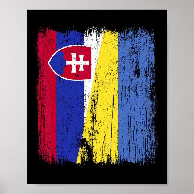 Slovakia Ukraine Half Flag Slovakian Ukrainian Her Poster (Front)