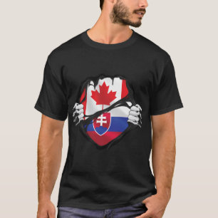 Slovakian Canadian Hands Ripped Roots Flag T-Shirt