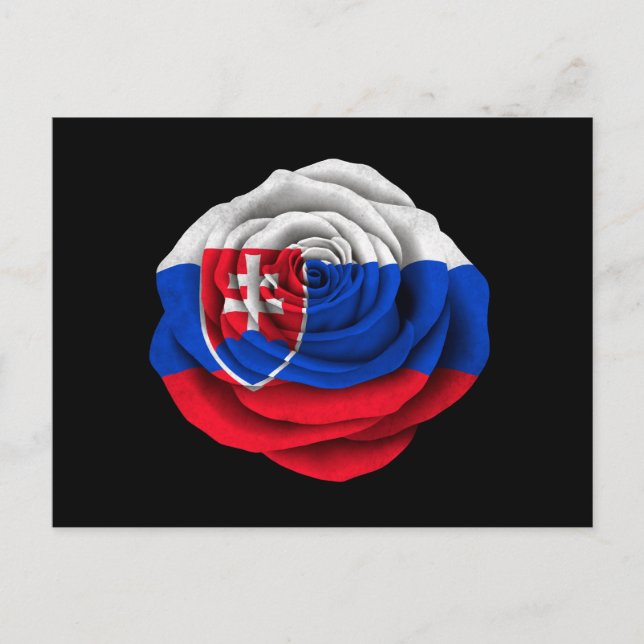 Slovakian Rose Flag on Black Postcard (Front)