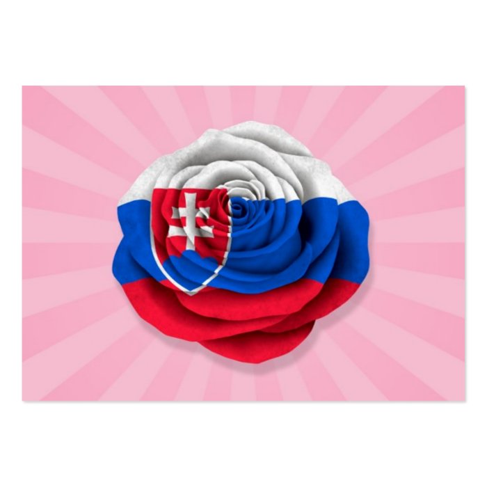 Slovakian Rose Flag on Pink Business Card