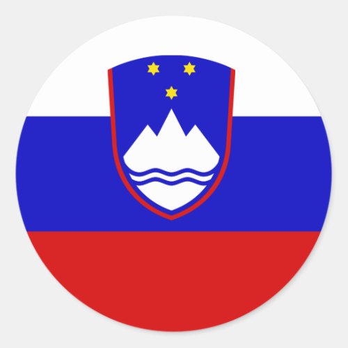 Slovene Flag  Coat of Arms Flag of Slovenia Classic Round Sticker