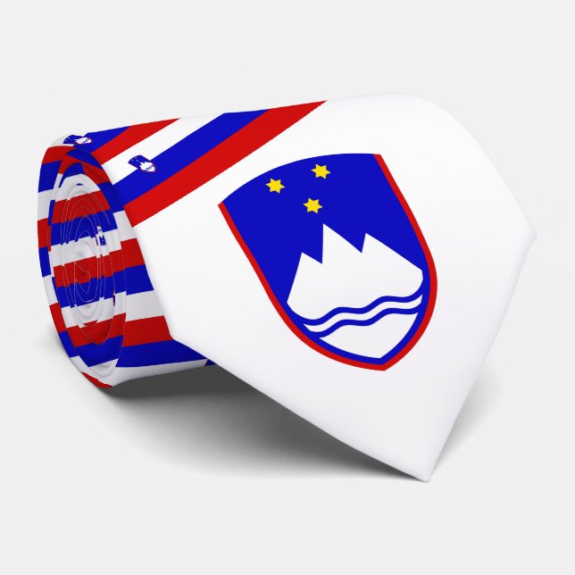 Slovene Flag & Coat of Arms, Flag of Slovenia Neck Tie (Rolled)