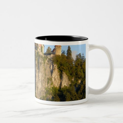 Slovenia Bled Lake Bled Bled Castle on Two_Tone Coffee Mug