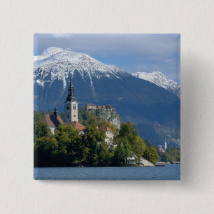 Slovenia, Bled, Lake Bled, Bled Island, Bled Pinback Button