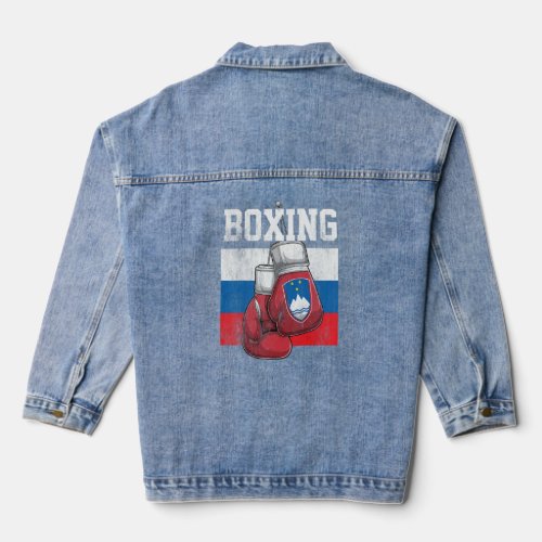 Slovenia Boxing Gloves Boxer Boxing  Slovenian Fla Denim Jacket