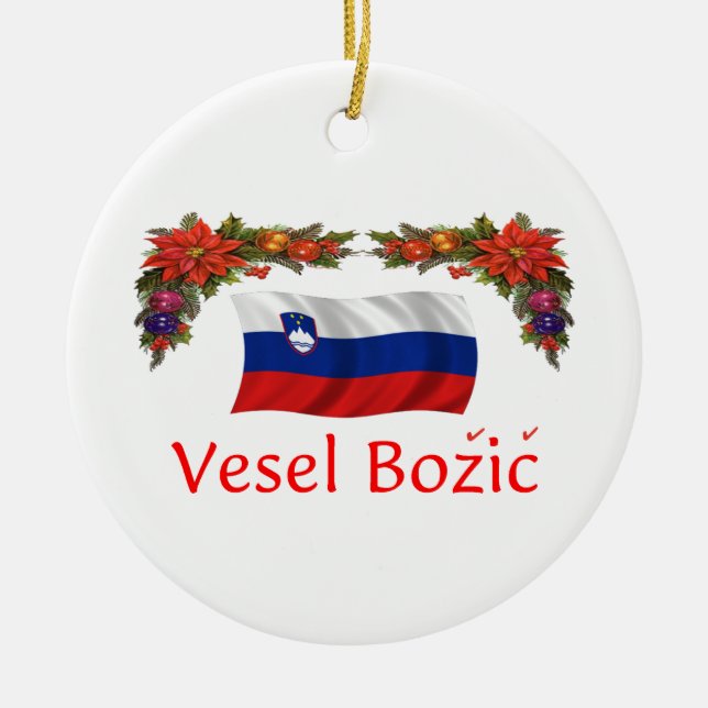 Slovenia Christmas Ceramic Ornament (Front)