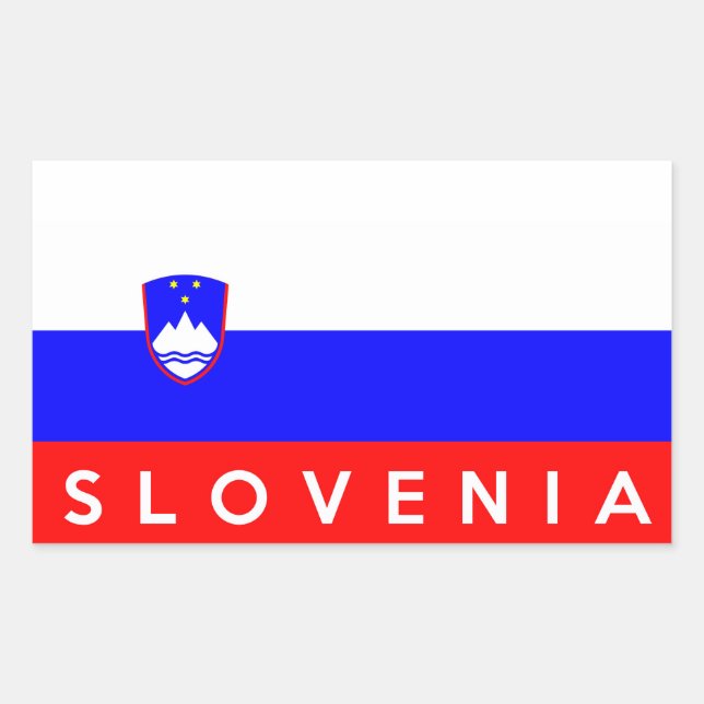 slovenia country flag text name rectangular sticker (Front)
