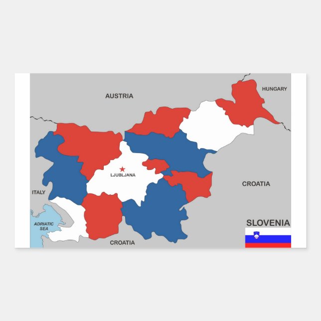 slovenia country political map flag rectangular sticker (Front)