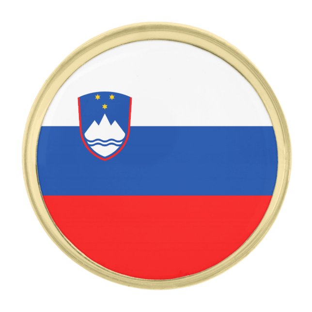 Slovenia Flag Gold Finish Lapel Pin (Front)