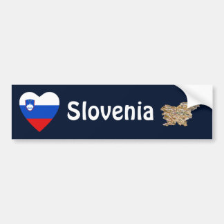Slovenia Flag Heart + Map Bumper Sticker