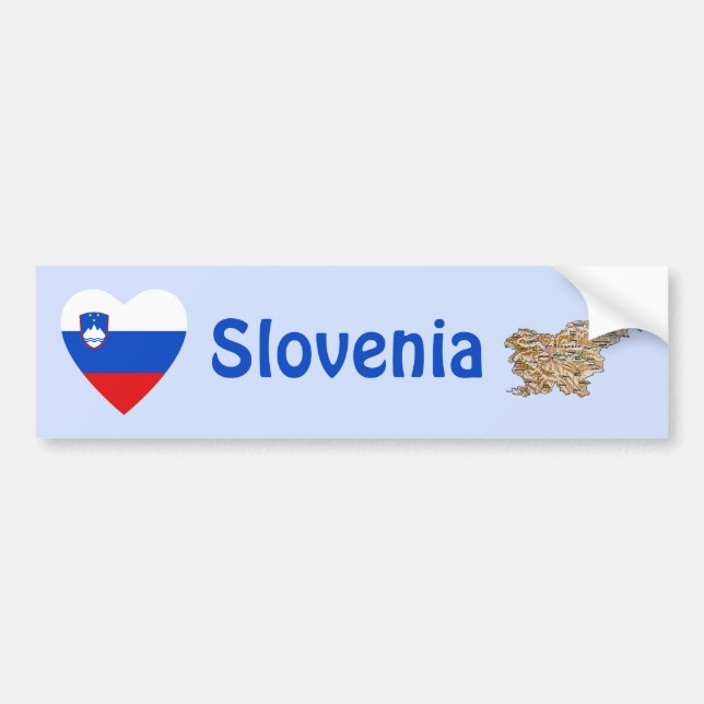 Slovenia Flag Heart + Map Bumper Sticker (Front)