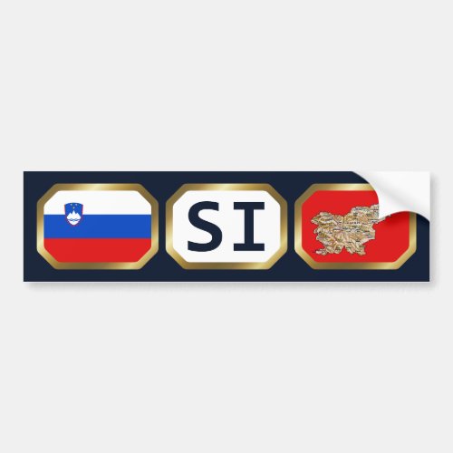 Slovenia Flag Map Code Bumper Sticker