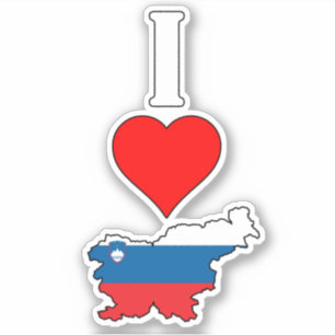 Slovenia Flag Map I Love / Heart Slovenia Vertical Sticker