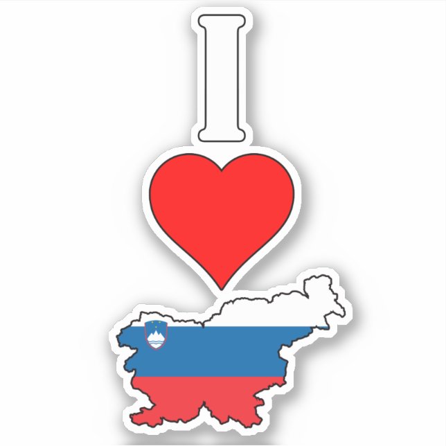 Slovenia Flag Map I Love / Heart Slovenia Vertical Sticker (Front)