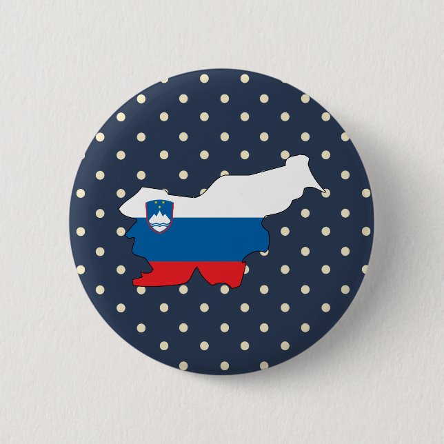 slovenia Flag Map on Polka Dots Button (Front)