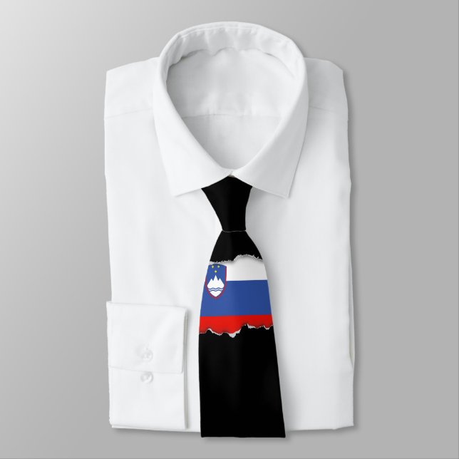 Slovenia Flag Neck Tie (Tied)