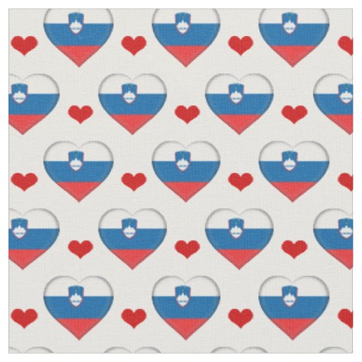 Slovenia Flag & Red Heart fashion Fabric /Slovenia