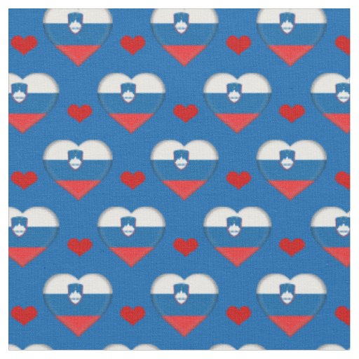 Slovenia Flag & Red Heart fashion Fabric /Slovenia
