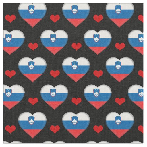 Slovenia Flag & Red Heart fashion Fabric /Slovenia