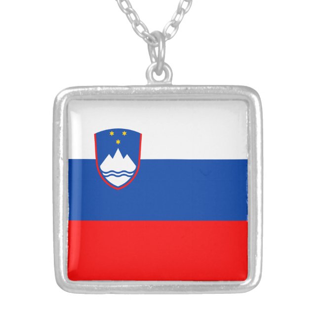 Slovenia Flag Silver Plated Necklace (Front)