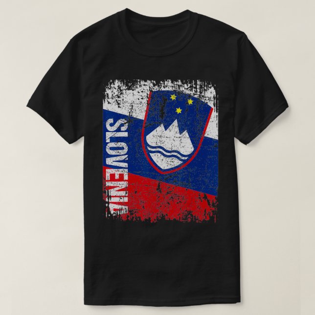 SLOVENIA Flag Vintage Distressed SLOVENIA  T-Shirt (Design Front)