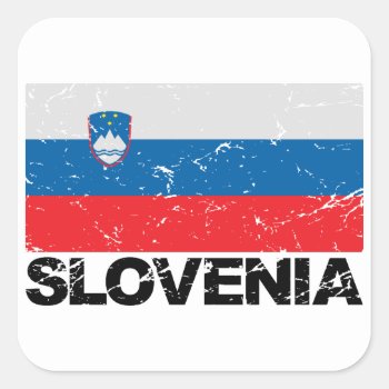 Slovenia Flag Vintage Square Sticker by allworldtees at Zazzle