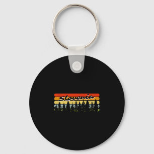 Slovenia Forest Sunset Trees Cabin Vacation Souven Keychain