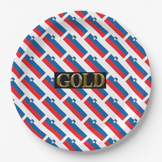 SLOVENIA    GOLD    PAPER PLATES (Front)