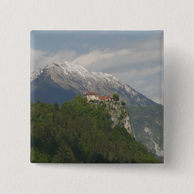 SLOVENIA, GORENJSKA, Bled: Bled Castle & 2 Pinback Button (Front)
