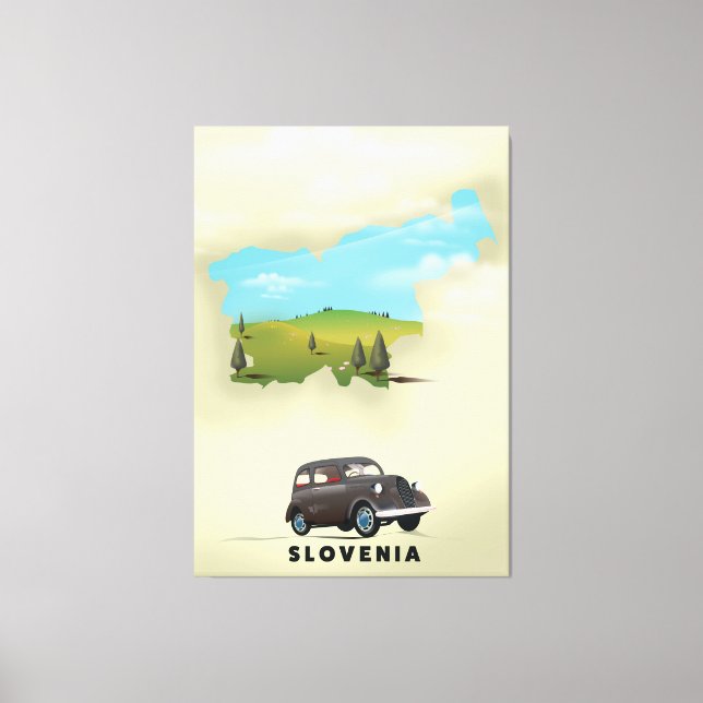 Slovenia Illustrated map travel poster Canvas Print (Front)