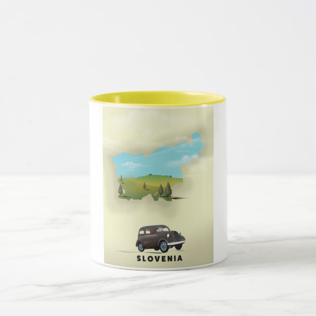 Slovenia Illustrated map travel poster Mug (Center)