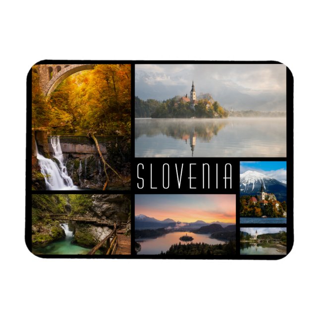 Slovenia landscapes collage travel photo magnet (Horizontal)