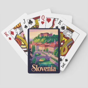 Slovenia Ljubljana Bridge Illustration Travel Art Poker Cards