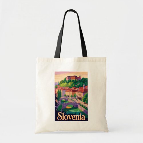 Slovenia Ljubljana Bridge Illustration Travel Art Tote Bag
