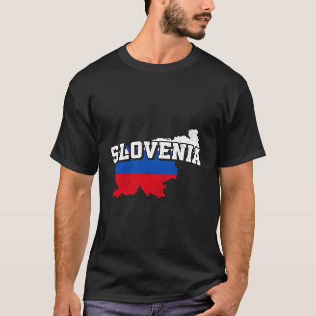 Slovenia Map And Flag Souvenir Slovenian T-Shirt (Front)