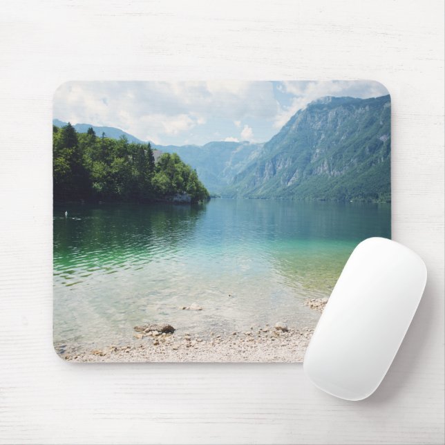 Slovenia Mountains and Lake Bohinj Landscape Photo Mouse Pad (With Mouse)