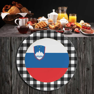 Slovenia Plate, buffalo plaid & Slovenian Flag Paper Plates