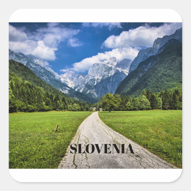 Slovenia, scenic photograph with Alps Square Sticker (Front)