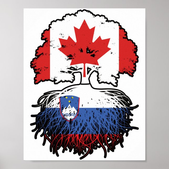 Slovenia Slovenian Canadian Canada Tree Roots Flag Poster (Front)