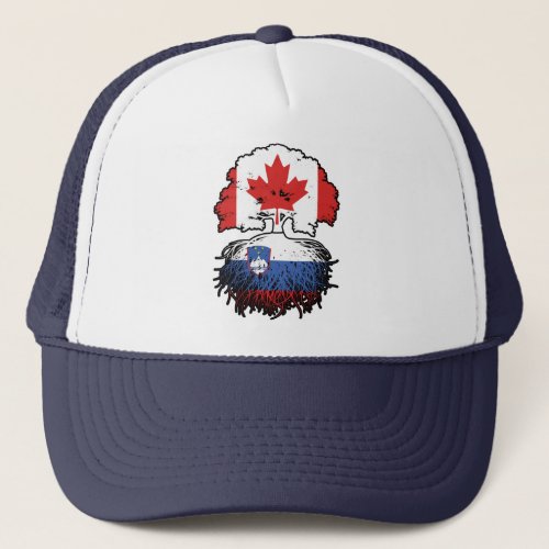 Slovenia Slovenian Canadian Canada Tree Roots Flag Trucker Hat