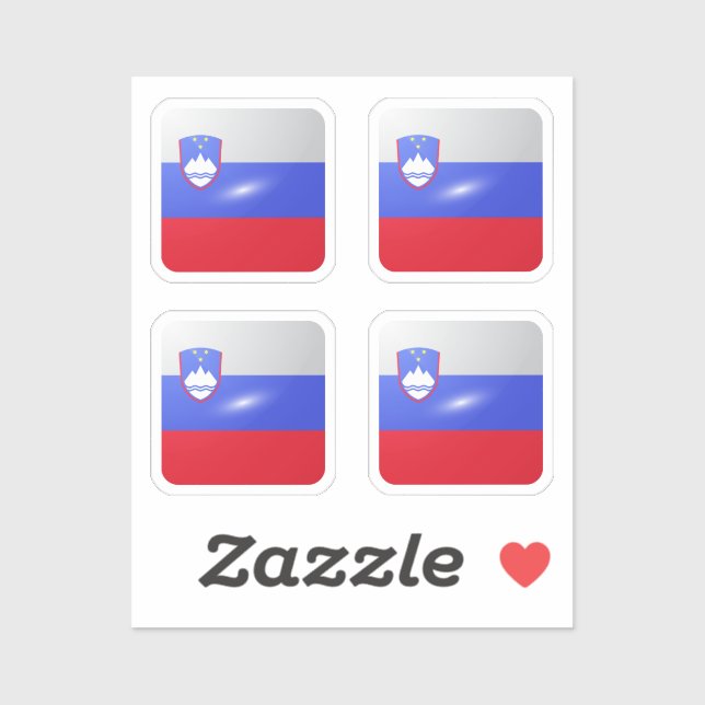 Slovenia square glossy flag sticker (Sheet)