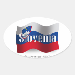 Slovenia Waving Flag Oval Sticker