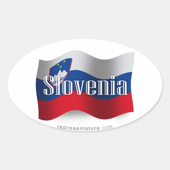 Slovenia Waving Flag Oval Sticker (Front)