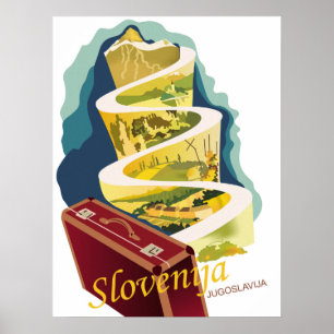 Slovenia, Yugoslavia, vintage travel Poster